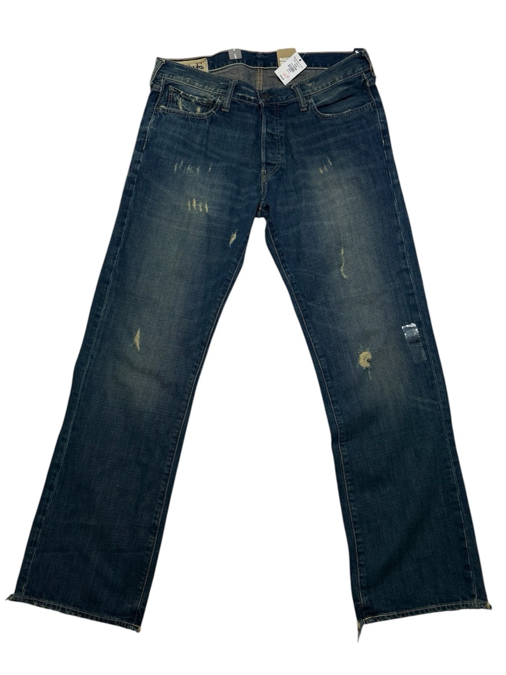 NWT Abercrombie & Fitch Men’s Distressed Straight Leg Jeans 33x34 Dark Wash